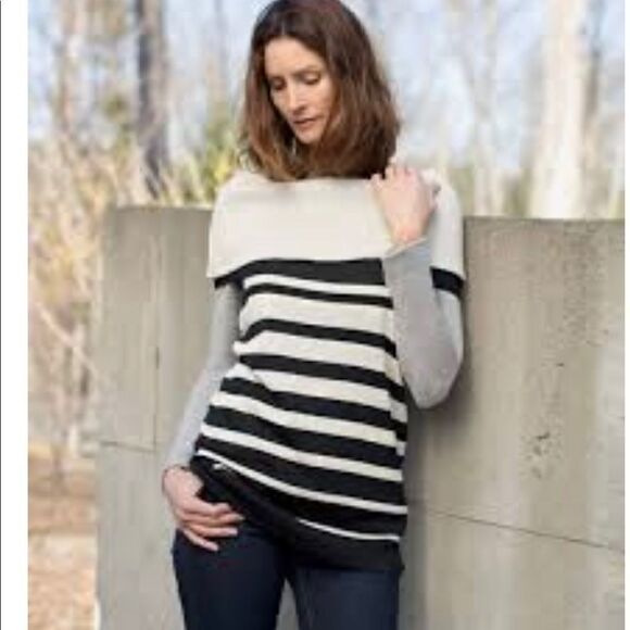 NWT Viva Terra by Indigenous Alpaca wool Black Cream Reversible Cowlneck tank M - Picture 2 of 8